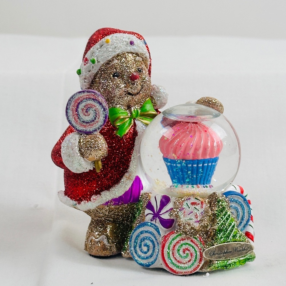 Christopher‎ Radko Gingerbread Santa Cupcake Snow Globe 2017 5"With Box